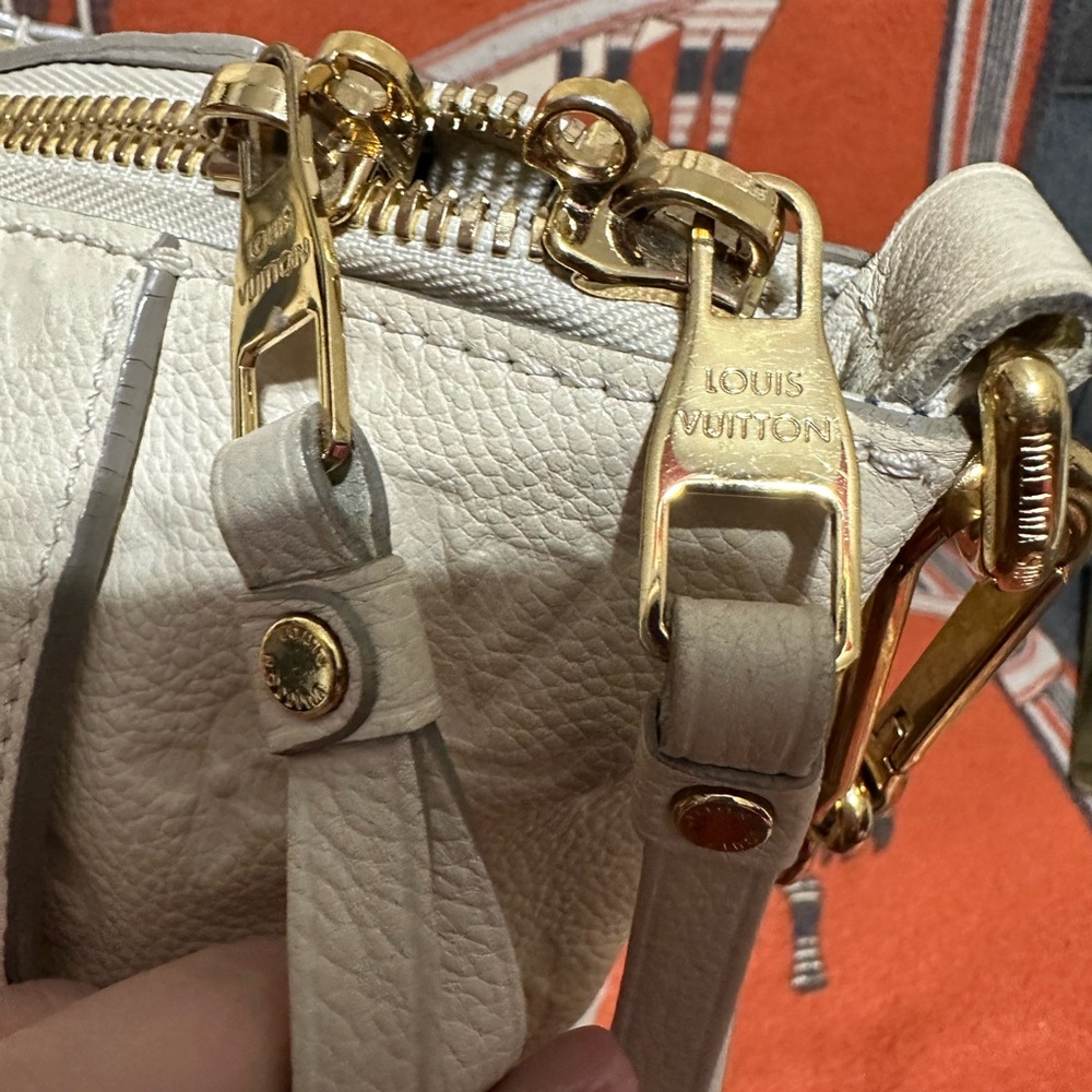 Louis Vuitton Cream Embossed Monogram Tote with Gold Hardware - Picture 7 of 16